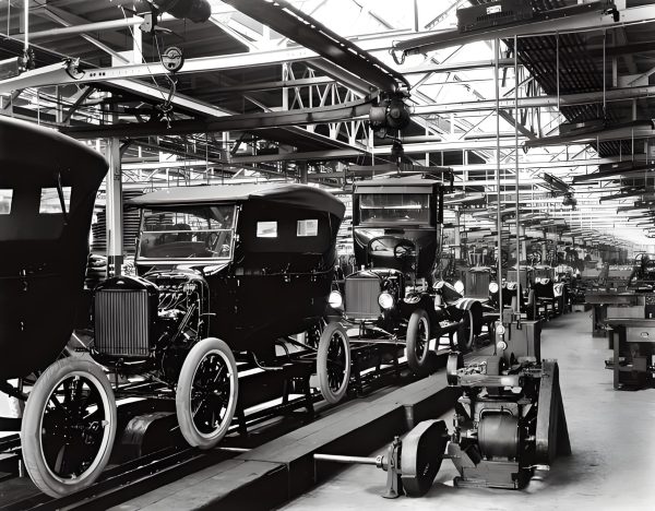 Early Ford assembly line