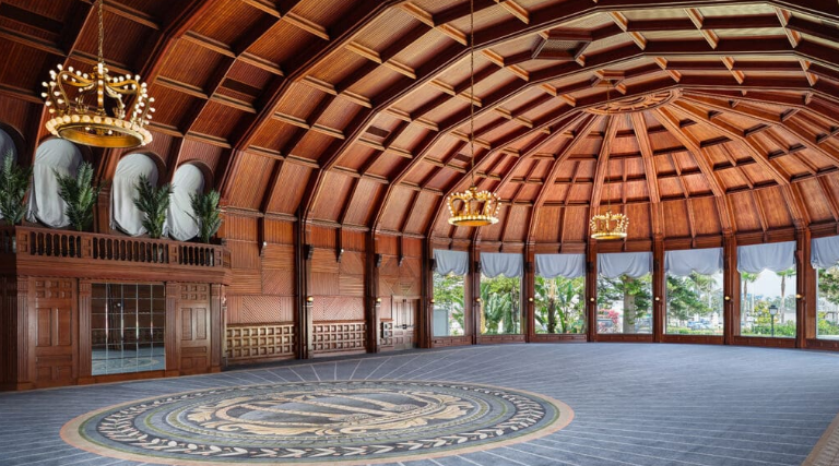 Crown Room interior with ornate ceiling